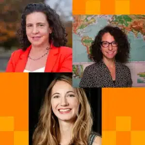 Grid of three female faculty headshot photos