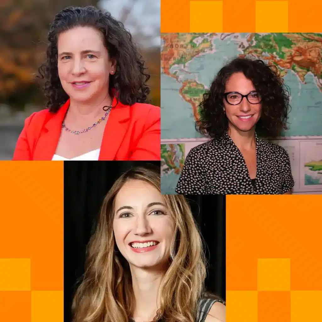 Grid of three female faculty headshot photos